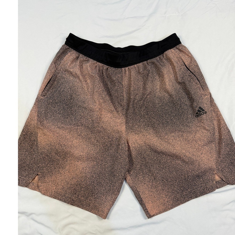 Adidas AEROREADY Mens XL Peach Black Heathered Athletic Shorts Gym Basketball